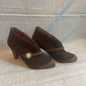 Poetic License Open For Business Brown Tweed & Suede Ankle Boots 37
